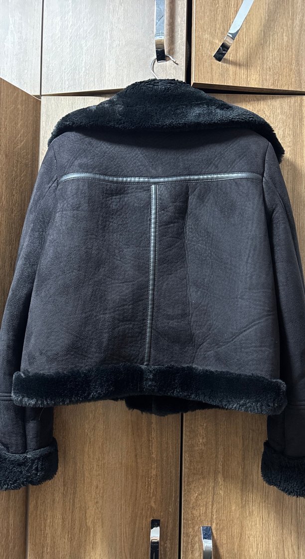 Siyah Süet Kadın Kürklü Ceket - Görsel 4