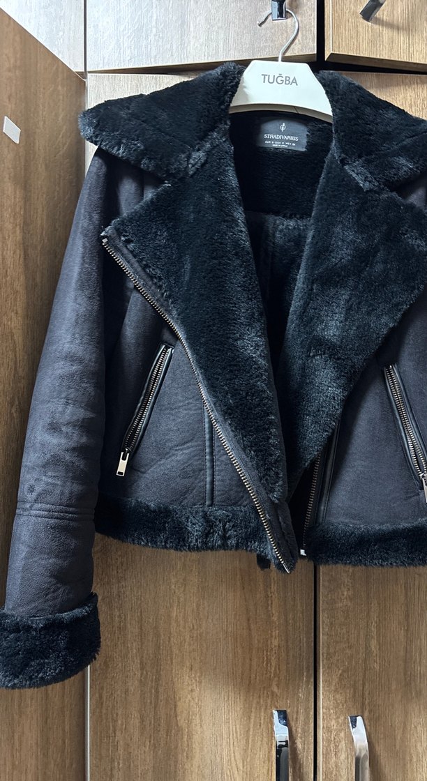 Siyah Süet Kadın Kürklü Ceket - Görsel 2
