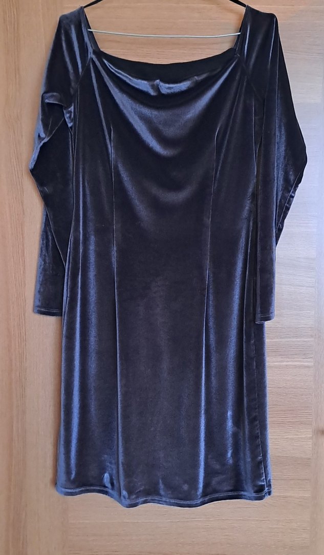 ADL Füme Drapeli Uzun Kollu Şık Kadife Elbise - Görsel 2