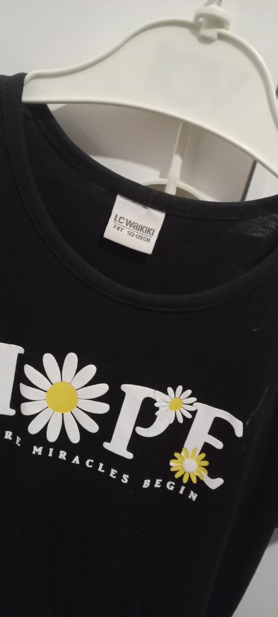 7-8 yaş Kız Çocuk Siyah Pamuklu Papatya Desenli Elbise - Görsel 4