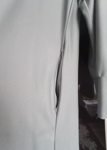 tesettür su yeşili Uzun Kollu Salaş Uzun Elbise - Görsel 5