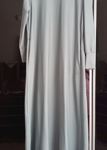 tesettür su yeşili Uzun Kollu Salaş Uzun Elbise - Görsel 2