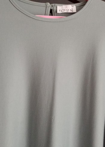 tesettür su yeşili Uzun Kollu Salaş Uzun Elbise - Görsel 6