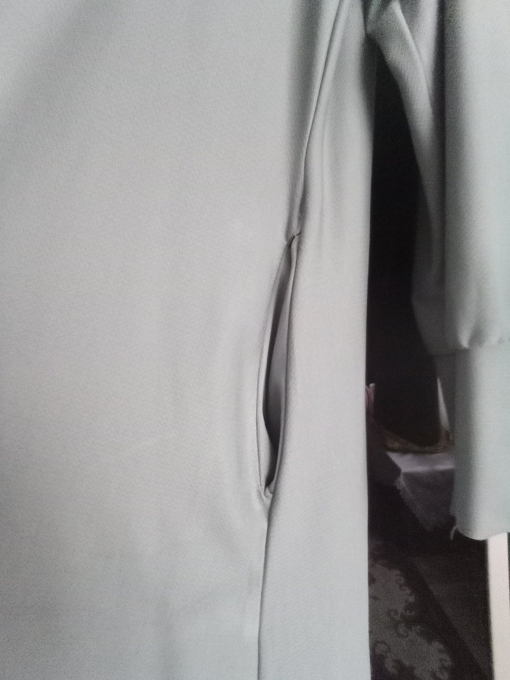 tesettür su yeşili Uzun Kollu Salaş Uzun Elbise - Görsel 5