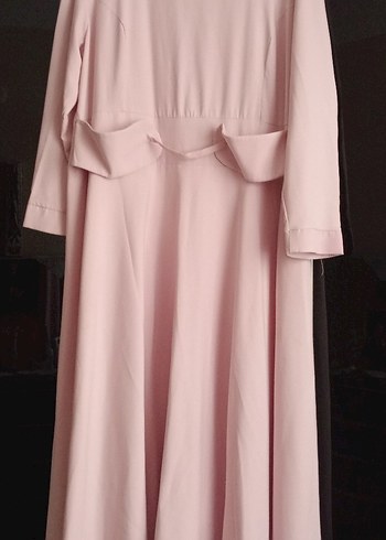 Pembe Uzun Kollu Fırfırlı Kadın Elbise - Görsel 3