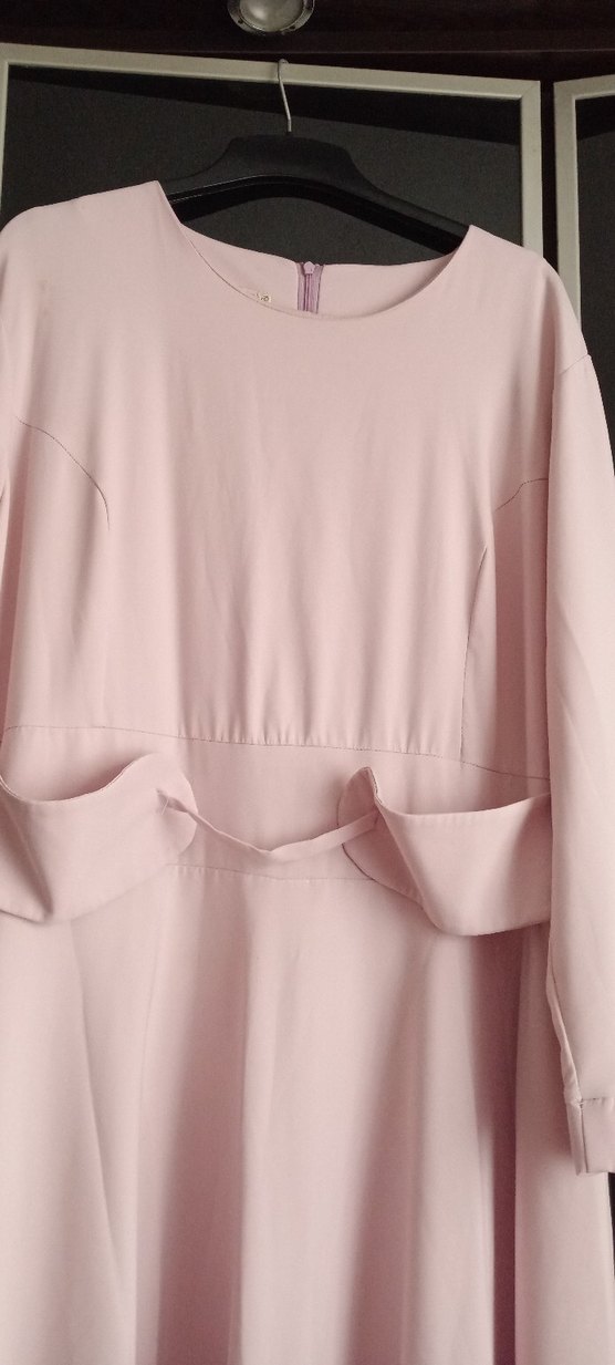 Pembe Uzun Kollu Fırfırlı Kadın Elbise - Görsel 4