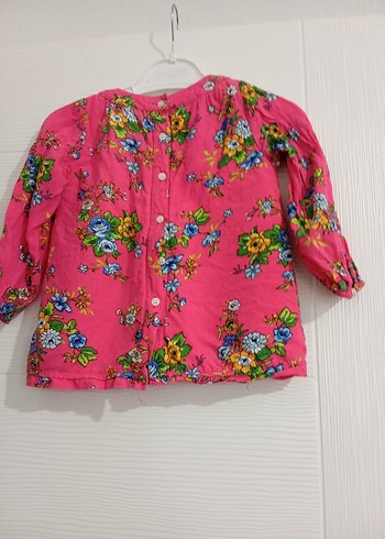 Çiçek Desenli Pembe Bohem bebek gömlek - Görsel 3