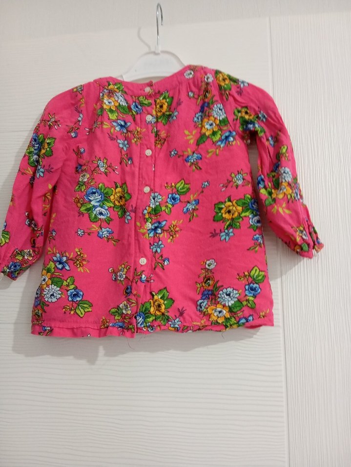 Çiçek Desenli Pembe Bohem bebek gömlek - Görsel 3