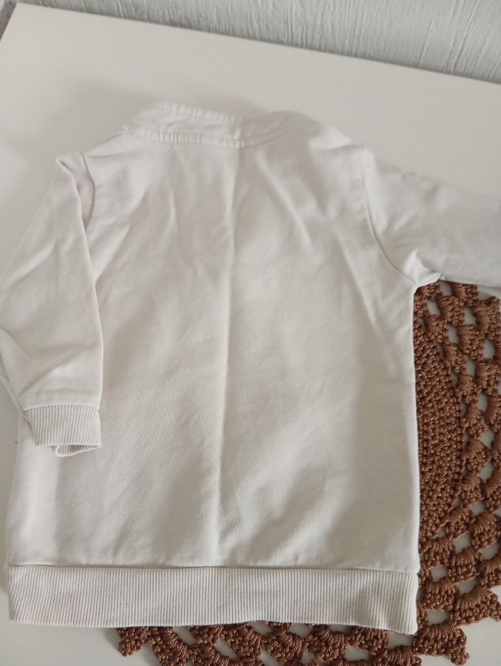 Erkek Çocuk Beyaz Fermuarlı Sweatshirt - Görsel 2