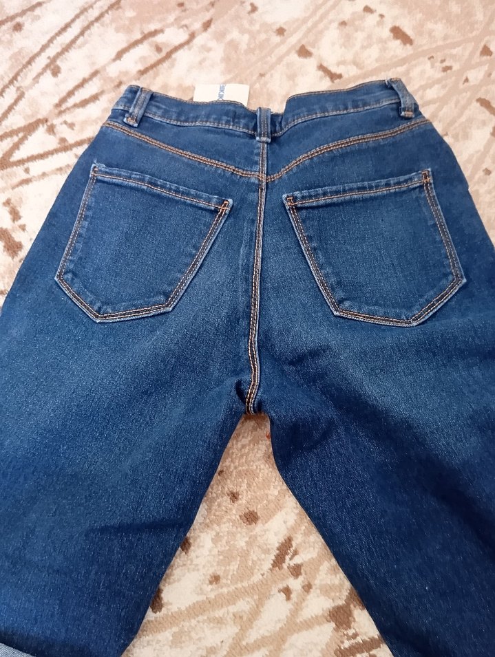 Kadın Lacivert Bol Kesim Mini Denim Şort - Görsel 2