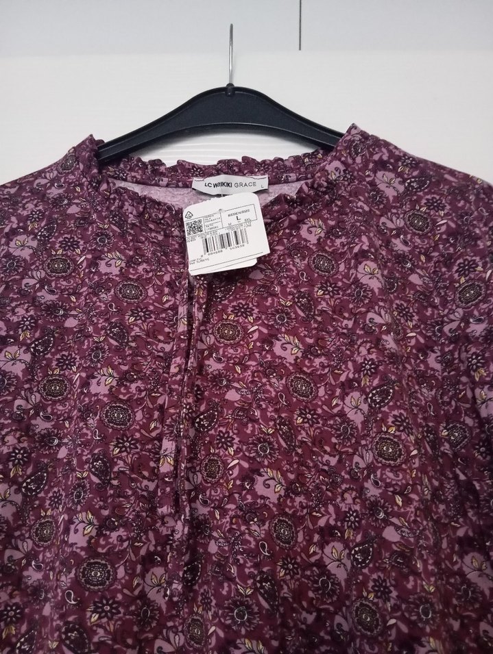 Bordo Desenli Bohem Kadın Bluz - Görsel 2