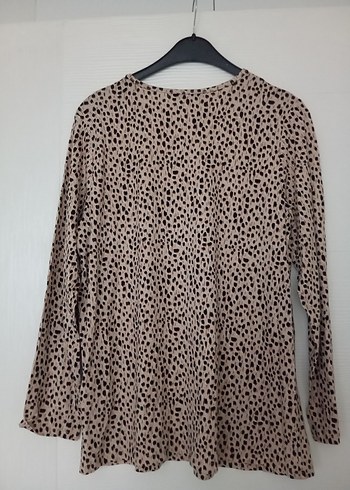 Bej Desenli Kadın Uzun Kollu Bluz - Görsel 3