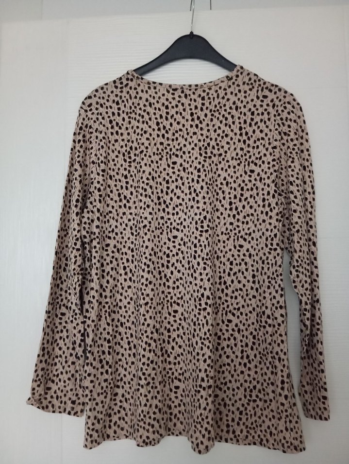 Bej Desenli Kadın Uzun Kollu Bluz - Görsel 3