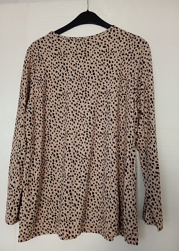 Leopar Desenli Bej Kadın Bluz - Görsel 3