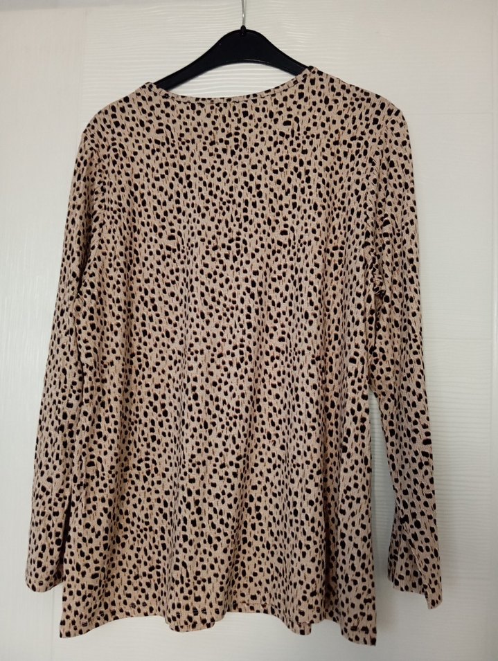 Leopar Desenli Bej Kadın Bluz - Görsel 3