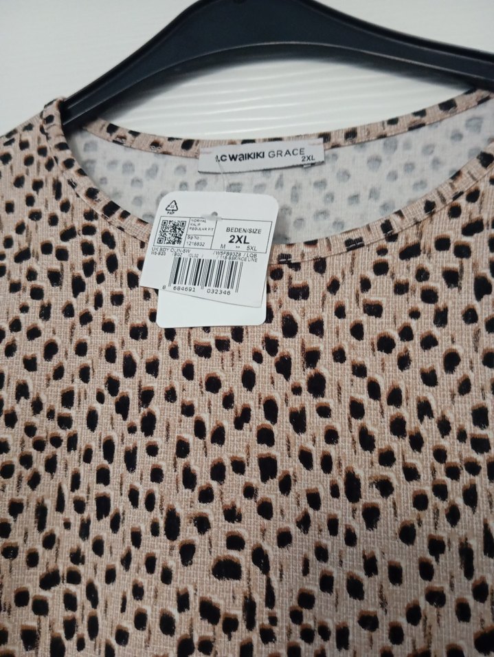 Leopar Desenli Bej Kadın Bluz - Görsel 2