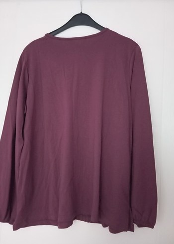 Bordo Uzun Kollu Basic Kadın Bluz - Görsel 3