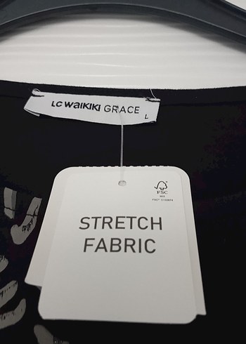 Siyah Gri Baskılı Uzun Kollu Kadın bluz - Görsel 2