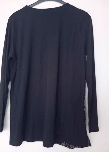 Siyah Gri Baskılı Uzun Kollu Kadın bluz - Görsel 3