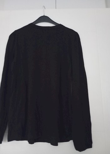 Düğmeli Nakışlı Siyah Uzun Kollu Bluz - Görsel 3