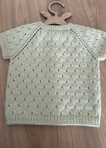 Mint  yeşili  Örgü beymen model yelek - Görsel 4