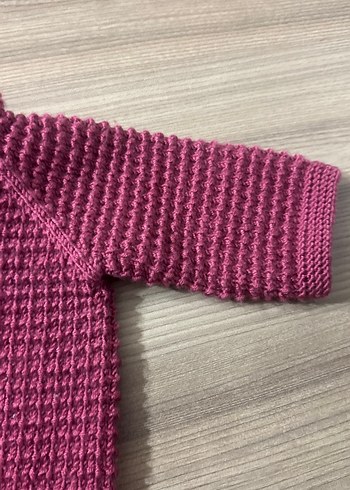 9-12 Ay Beden bordo Renk Kız Çocuk Bordo Kapüşonlu Örgü Hırka
