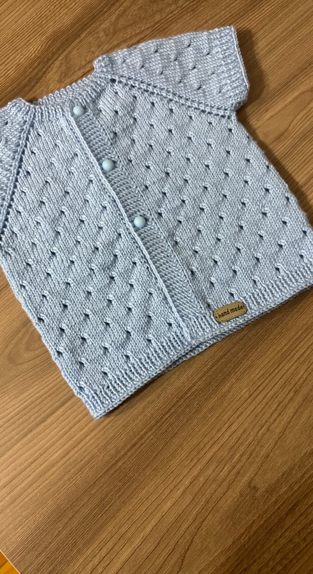 Açık mavi  bebek beymen model yelek - Görsel 3