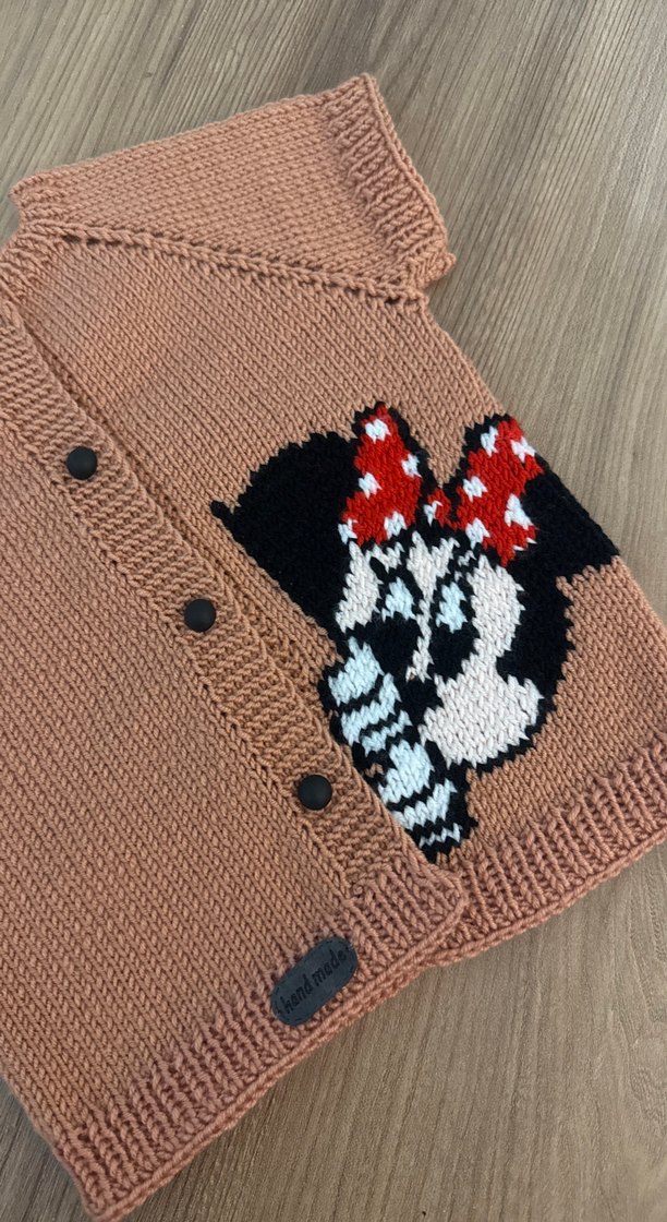 Minnie mouse örgü elemeği bebek yelek - Görsel 5