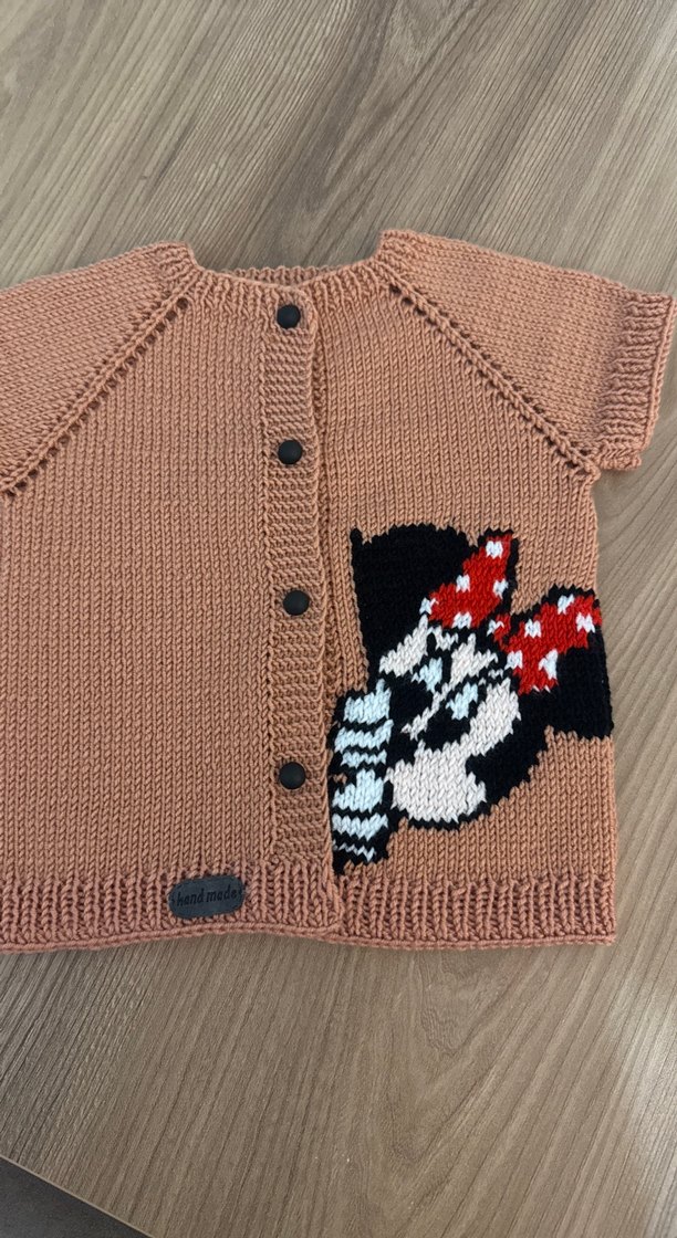 Minnie mouse örgü elemeği bebek yelek - Görsel 2