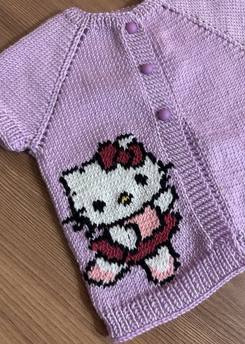 Hello kitty örgü bebek yelek - Görsel 2