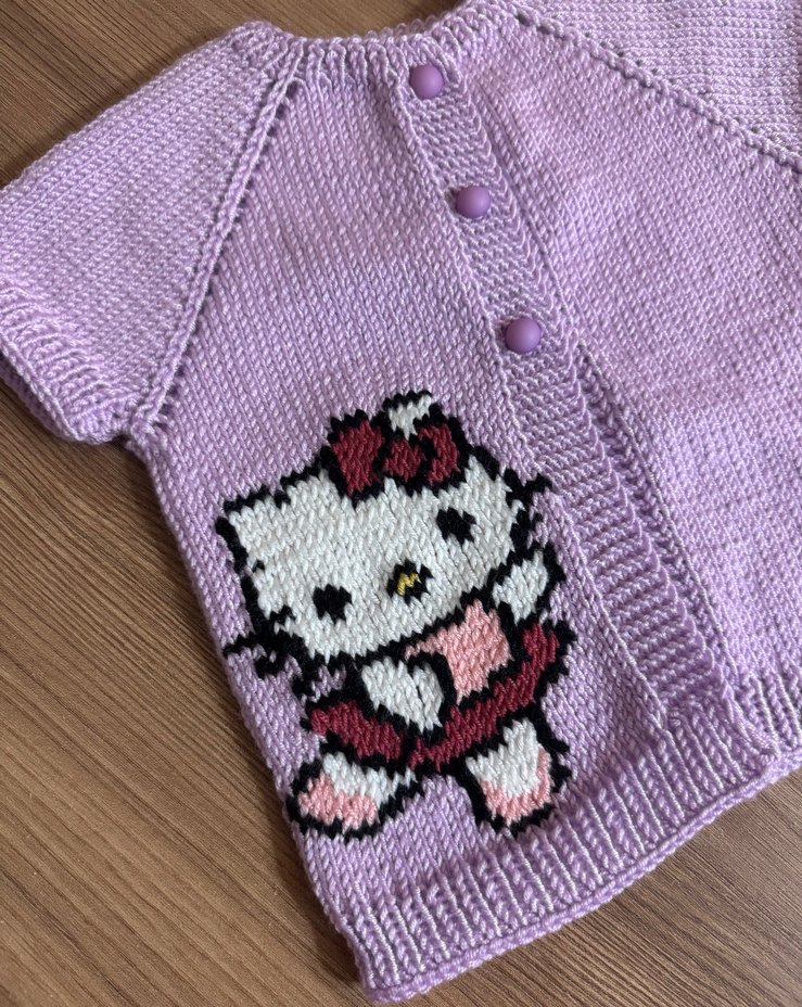 Hello kitty örgü bebek yelek - Görsel 2