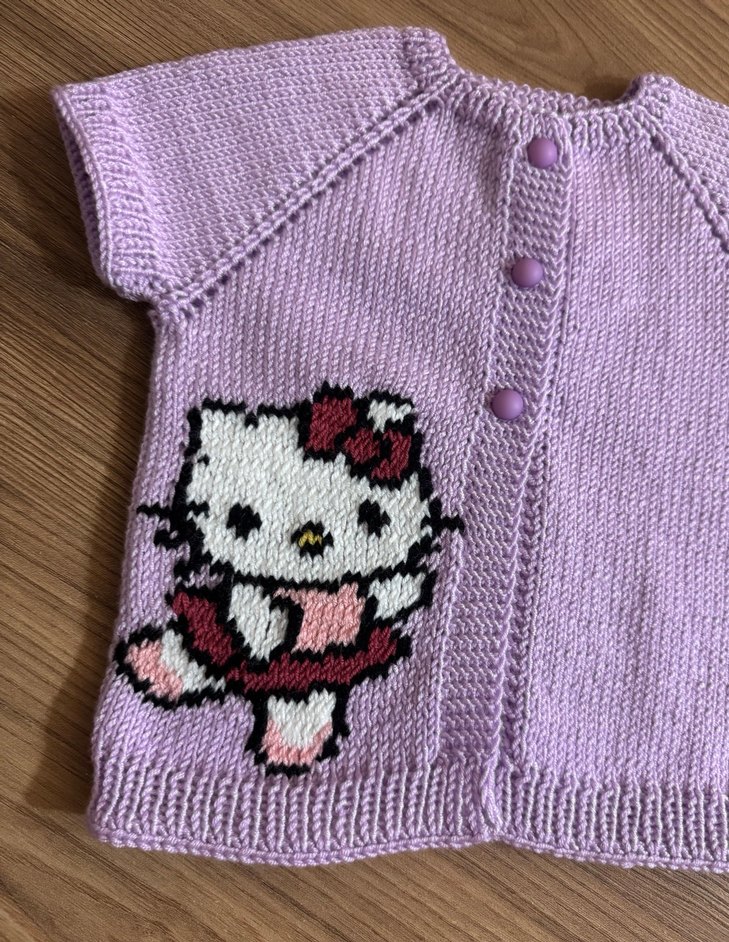 Hello kitty örgü bebek yelek - Görsel 3