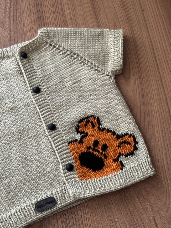 Mine yeşili Erkek Çocuk Örgü yelek - Görsel 3