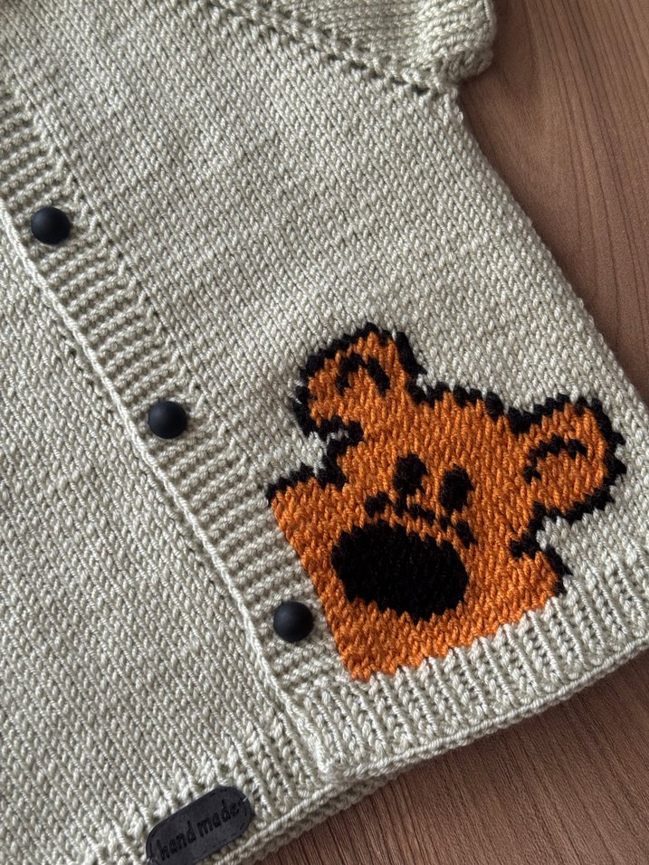 Mine yeşili Erkek Çocuk Örgü yelek - Görsel 4