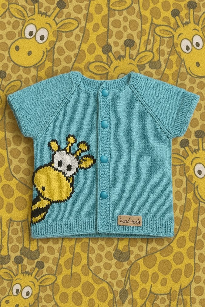 Erkek Çocuk Renkli Örgü Kısa Kollu Hırka - Görsel 5