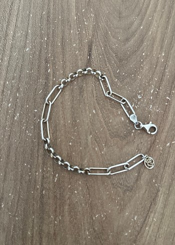 Gri Zincir Detaylı Minimalist Bileklik gümüş - Görsel 2