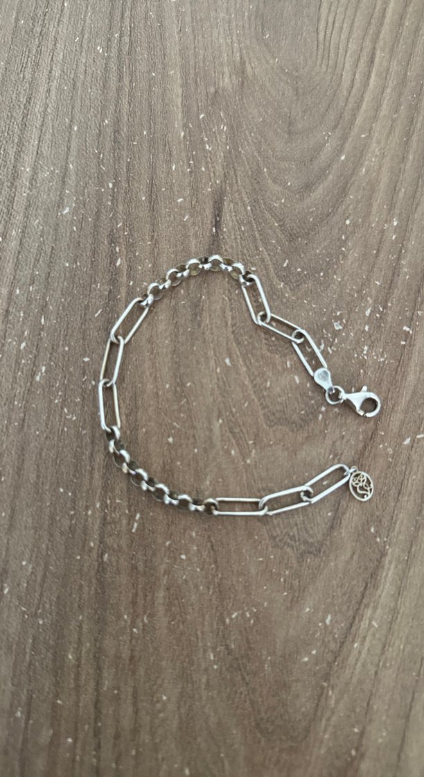 Gri Zincir Detaylı Minimalist Bileklik gümüş - Görsel 2