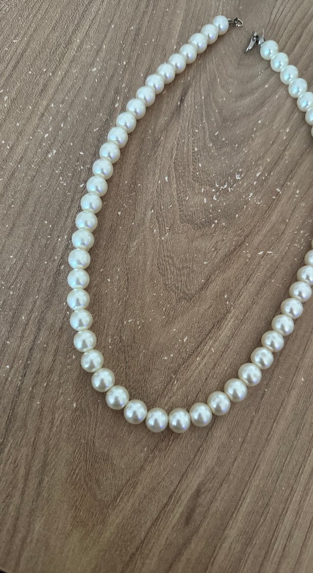 Uzun Beyaz Boncuklu Kadın Kolye 45cm - Görsel 2
