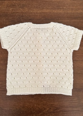 Kız Çocuk Beyaz Kısa Kollu Örgü yelek - Görsel 2