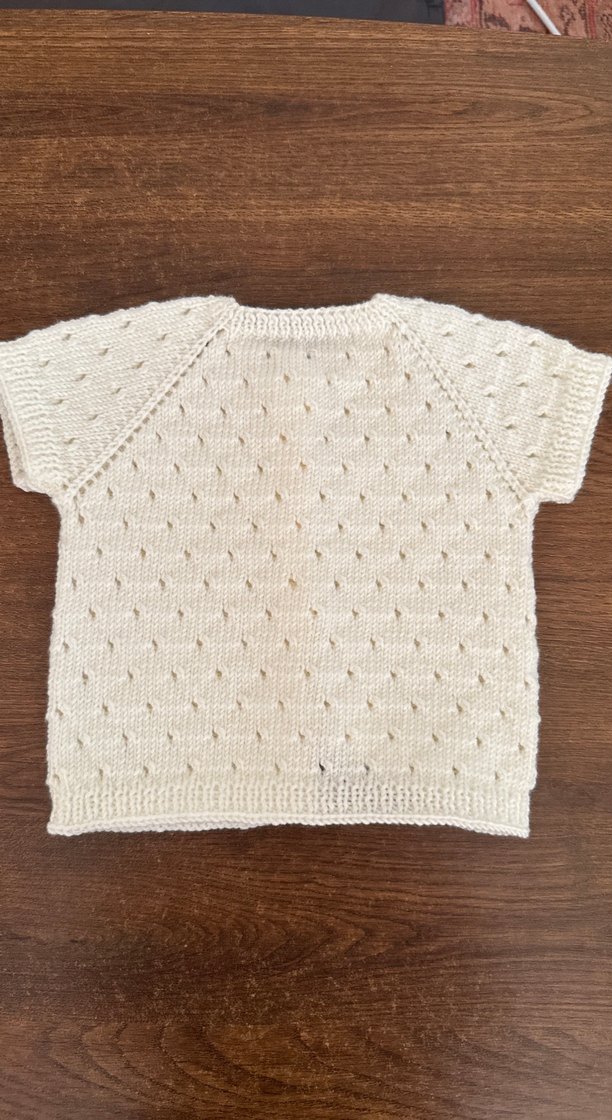 Kız Çocuk Beyaz Kısa Kollu Örgü yelek - Görsel 2