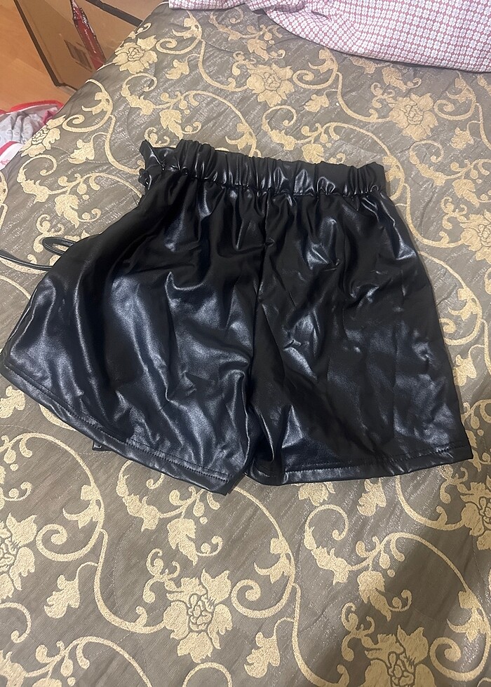 Suni deri şort etek - Görsel 2