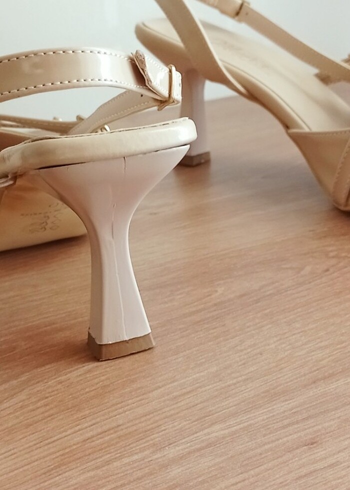 Bej topuklu ayakkabı  - Görsel 2