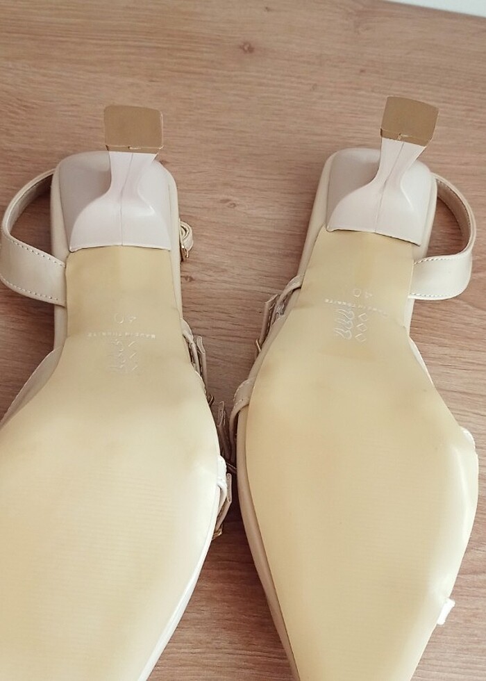 Bej topuklu ayakkabı  - Görsel 3