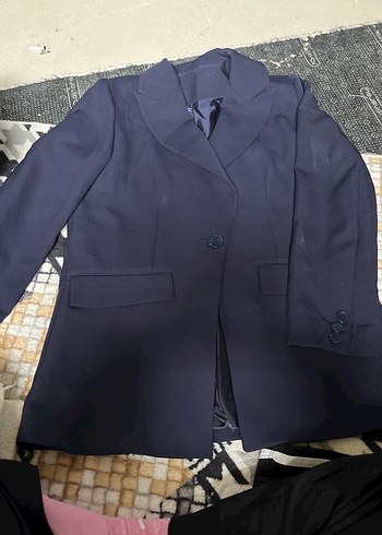 Zara Dugmeli Lacivert Kadin Blazer Ceket