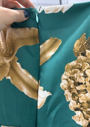 Yeşil Drapeli Straplez Hamile Elbisesi - Görsel 6