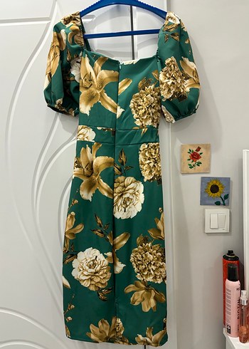 Yeşil Drapeli Straplez Hamile Elbisesi - Görsel 2