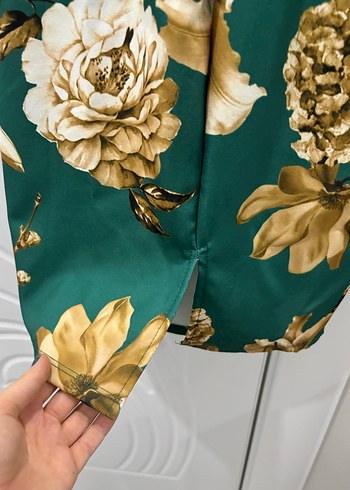 Yeşil Drapeli Straplez Hamile Elbisesi - Görsel 5