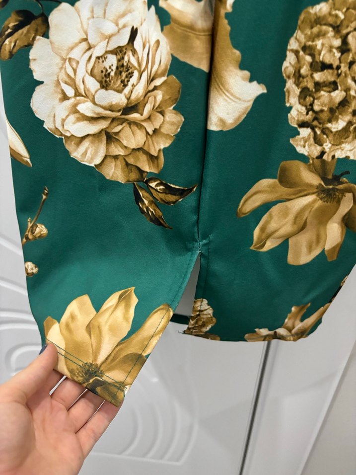 Yeşil Drapeli Straplez Hamile Elbisesi - Görsel 5