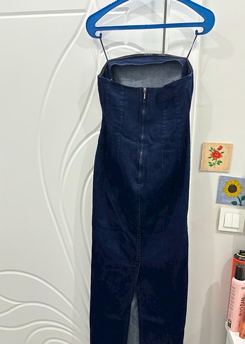 Zara jean straplez elbise - Görsel 6