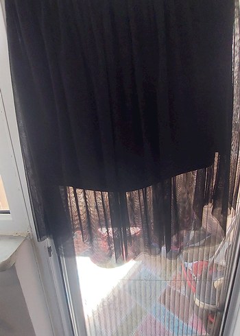 l Beden Drapeli Siyah Gotik Uzun Etek